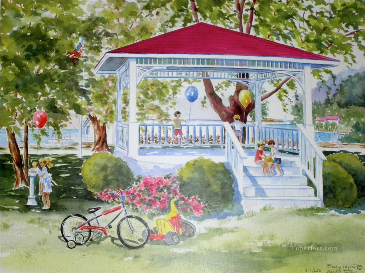 kids in park garden Oil Paintings